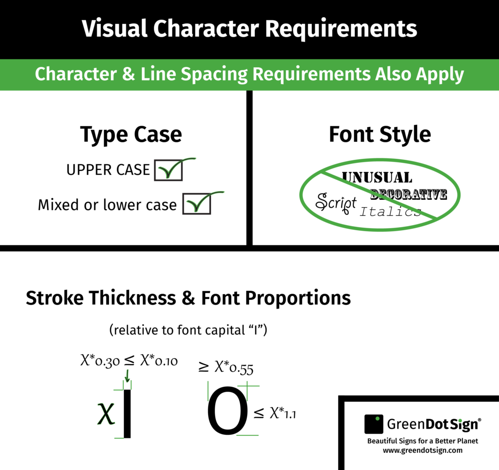 Visual Character Font ADA Sign Requirements